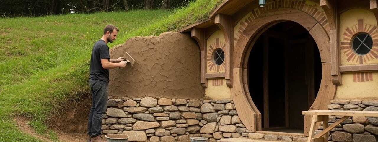 Arranging the Dugout Interior – Handmade Furniture, Bed, and Fire Pit for Survival Living