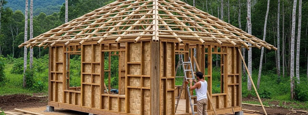 Off-Grid Challenge – Building a 2-Storey Cabin in the Forest, 180 Days Survival