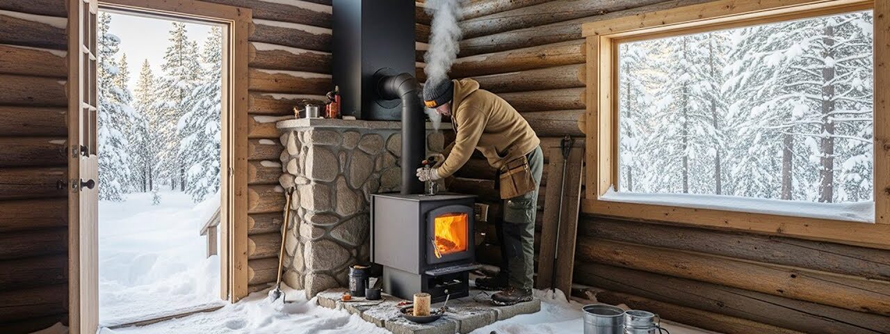 Installing a Wood Stove in My Log Cabin – Winter Off Grid Living in the Forest