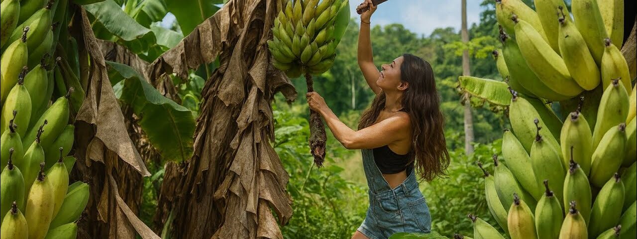 Off-grid WILDERNESS Garden Harvest after What Thunderstorm did to my garden 🪴 DIY