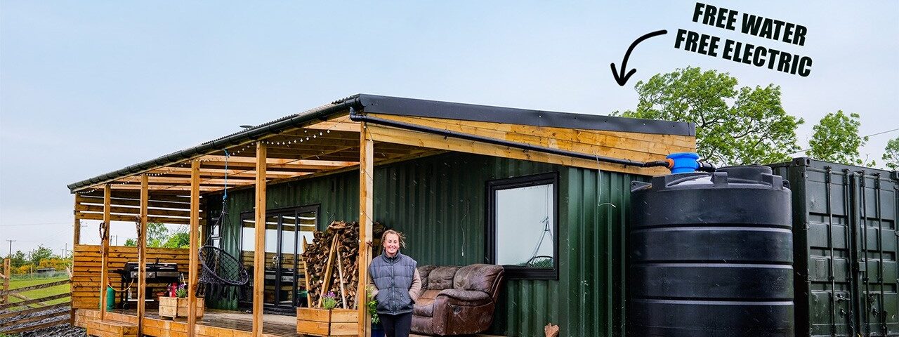 Living On Rainwater & Solar Power In This OFF-GRID Container Home!